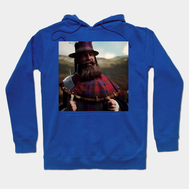 Scottish Highlander in Clan Tartan Hoodie by Grassroots Green